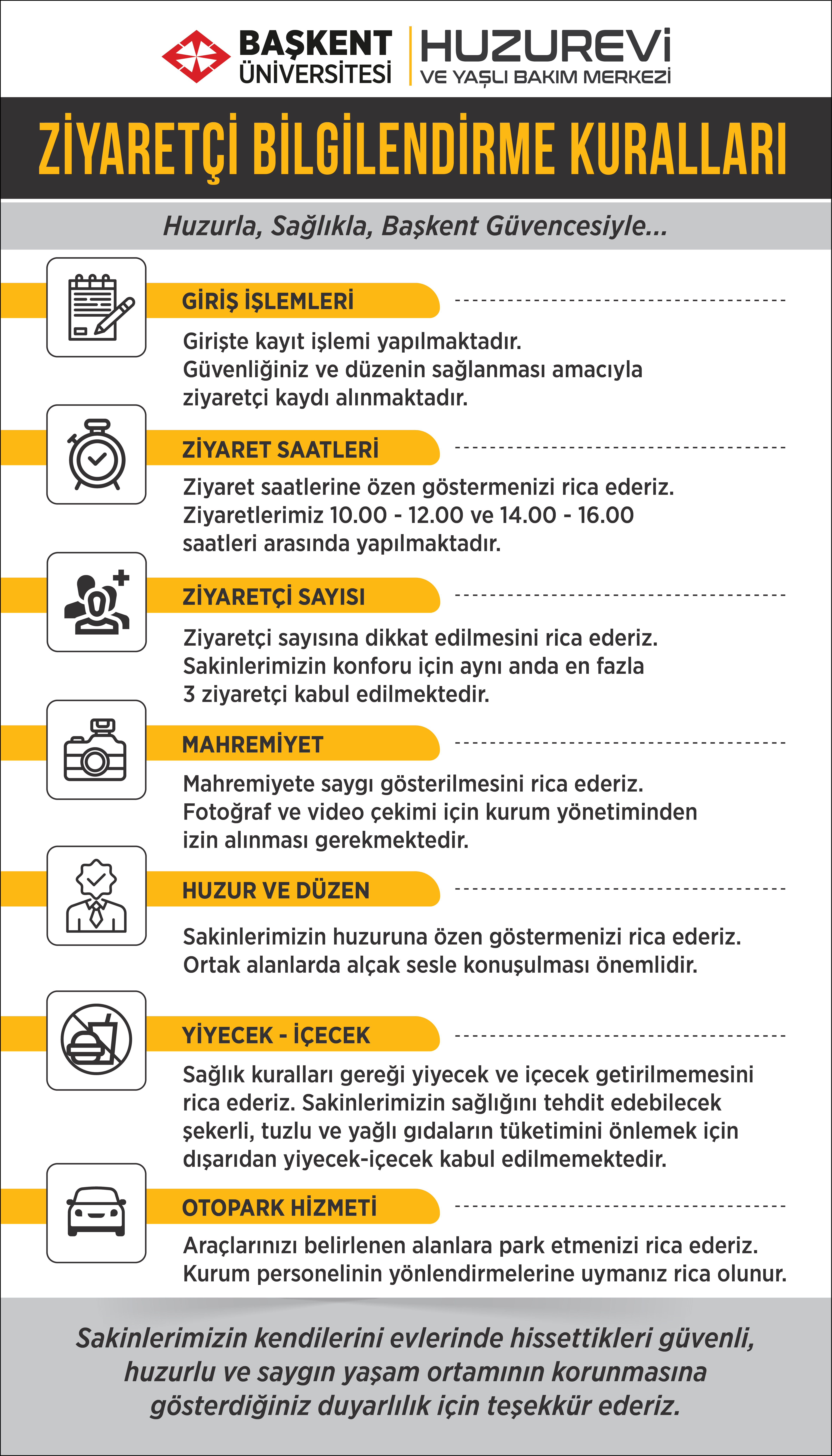 Huzurevi ziyaretçi bilgilendirme - Başkent Üniversitesi Huzurevi